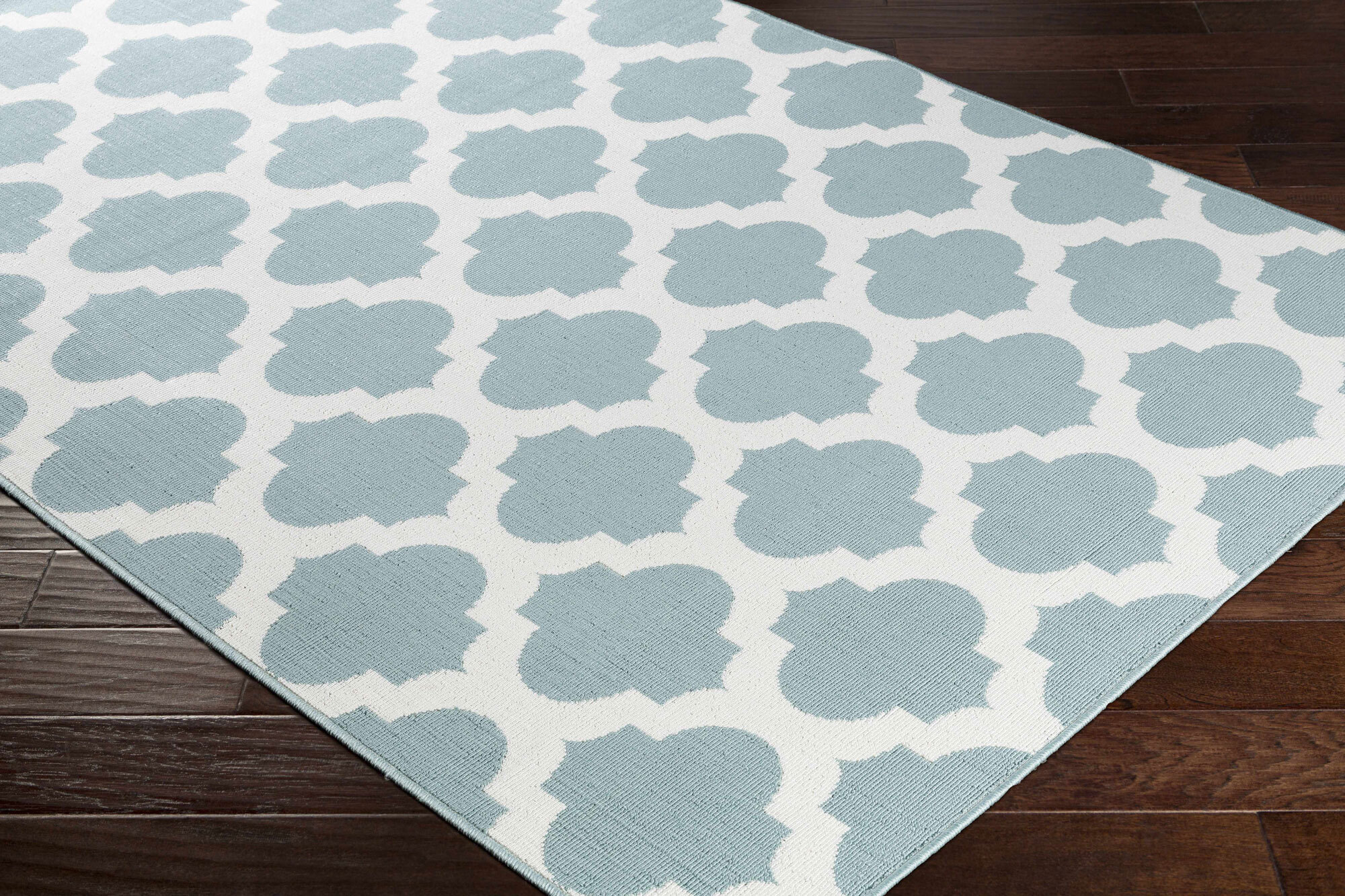 Ambient Teal Trellis Outdoor Rug