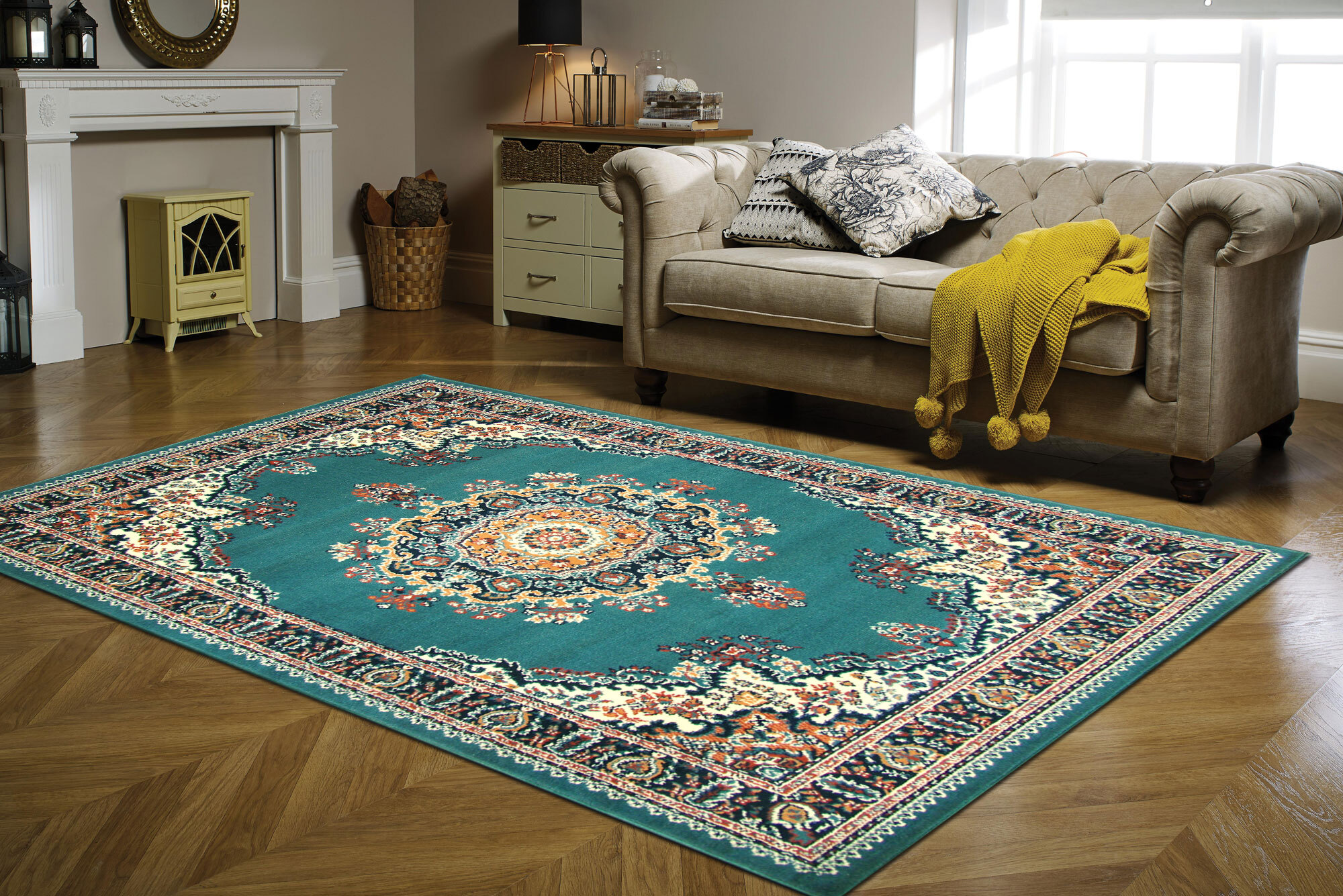 Gil Traditional Blue Medallion Rug