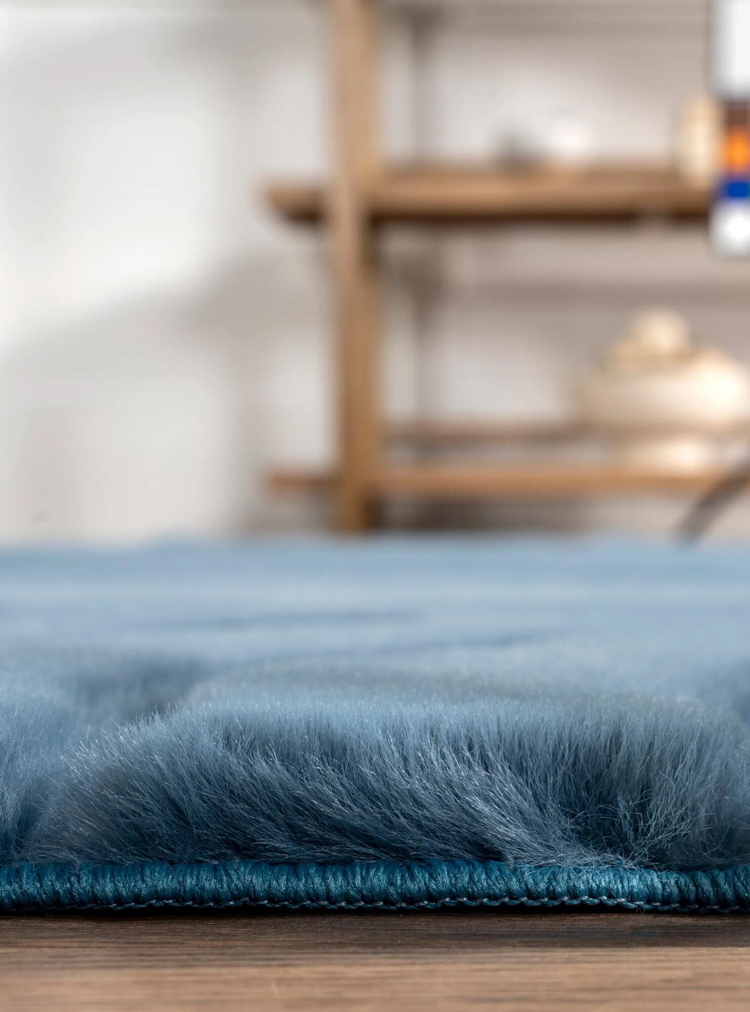 Jessa Blue Plush Washable Rug