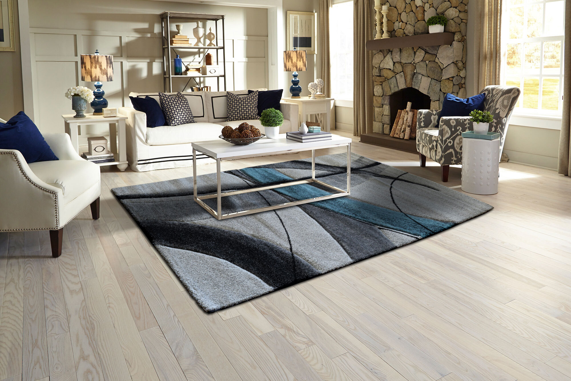 Lucia Modern Blue Abstract Rug