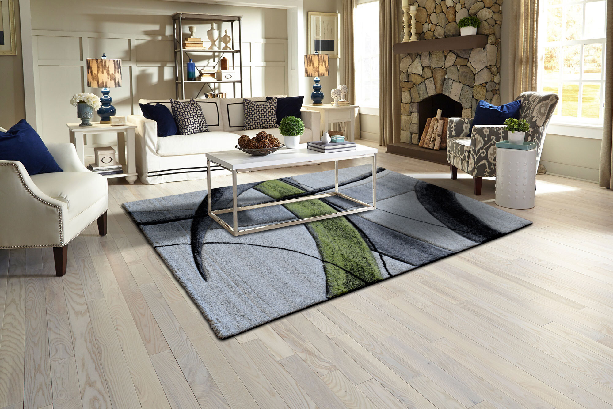 Lucia Modern Green Abstract Rug