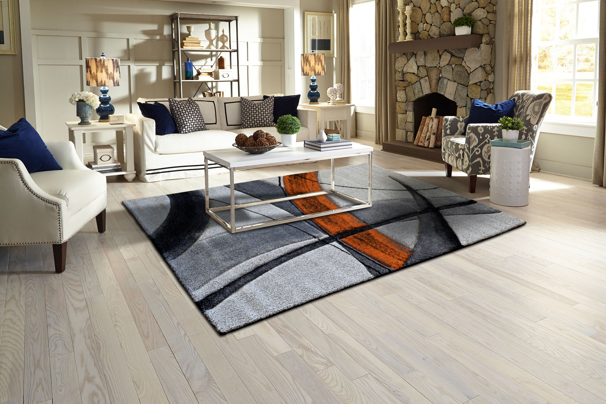 Lucia Orange Modern Abstract Rug