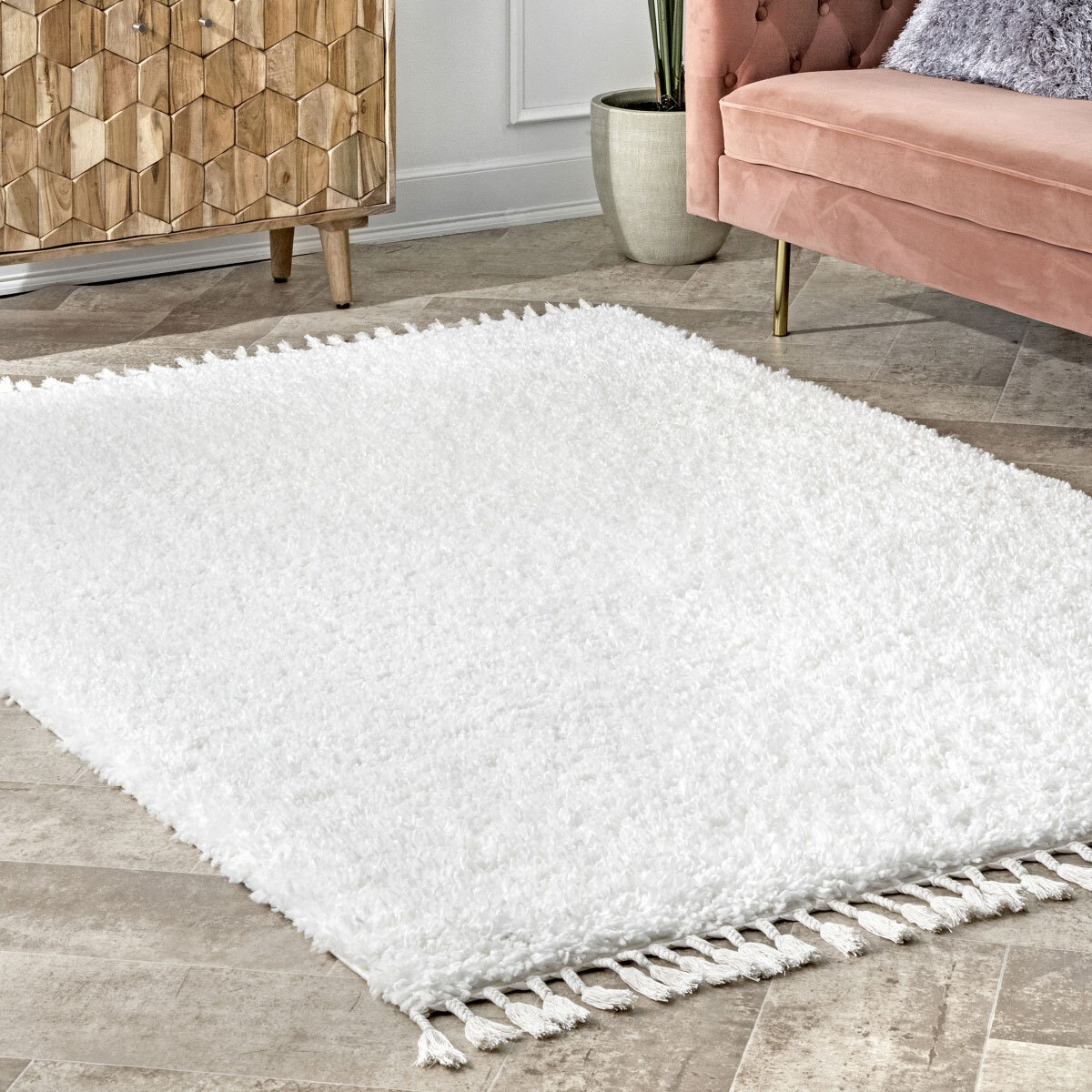 Lucy Cream Shaggy Moroccan Rug