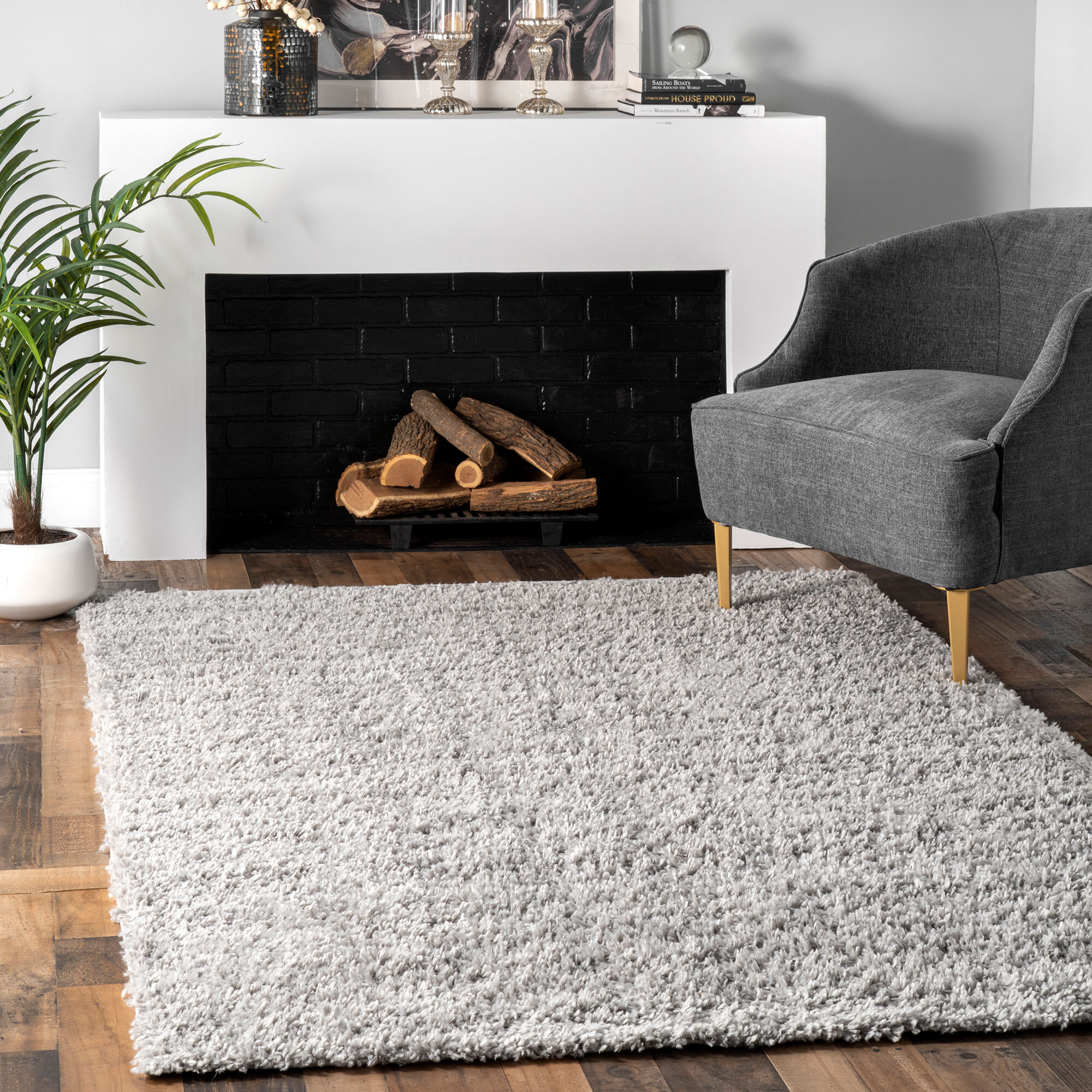 Luis Plain Grey Shaggy Rug