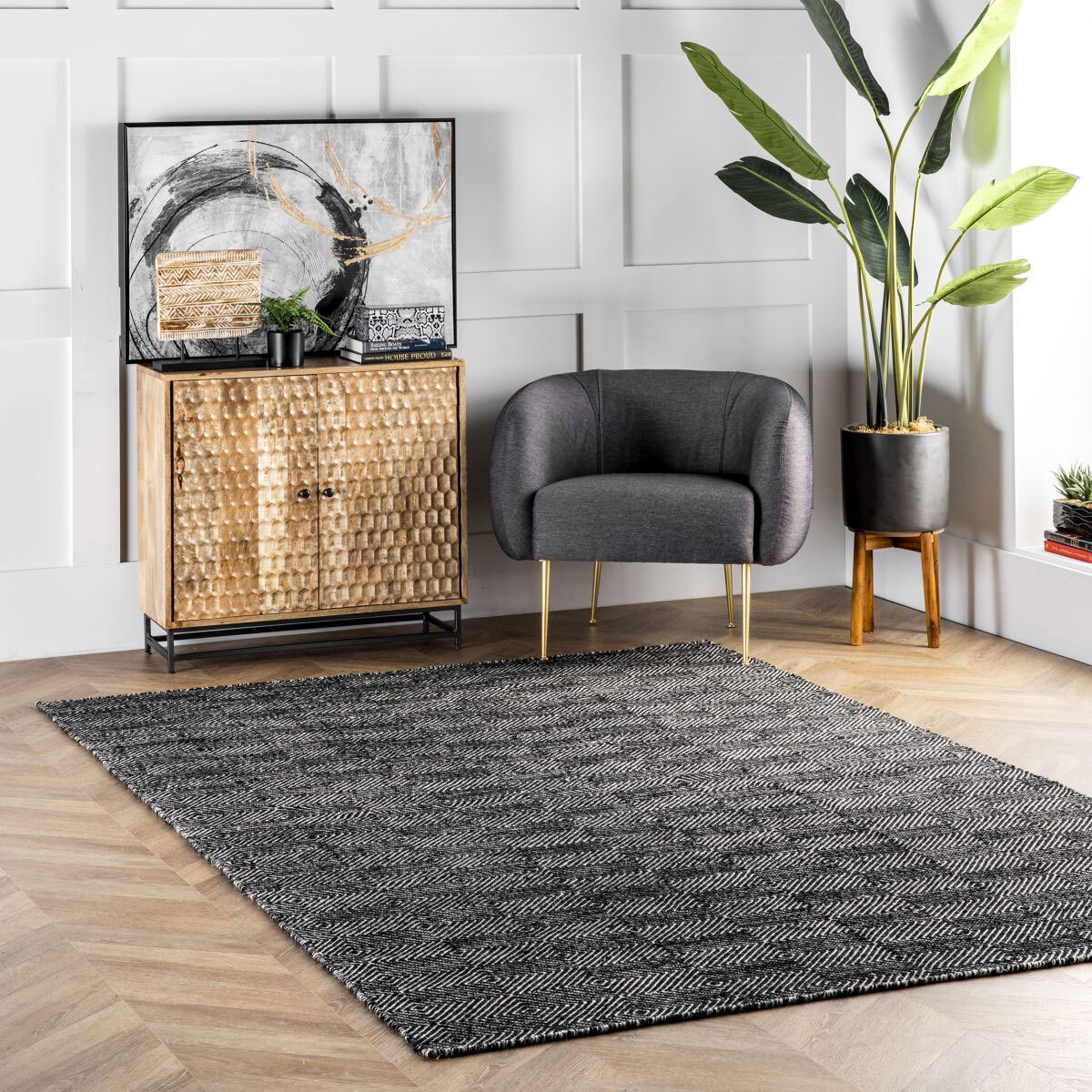 Scandi Hand Woven Wool Rug