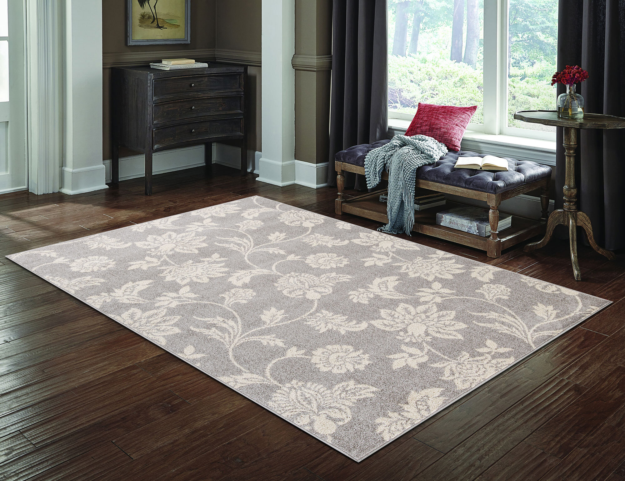 Sandy Contemporary Floral Rug