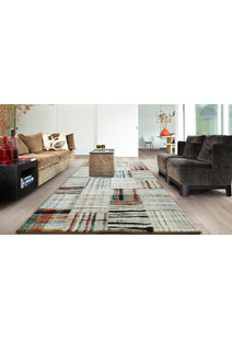 Adobe Beige Square Pattern Rug