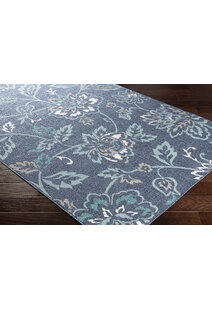 Ambient Blue Floral Outdoor Rug