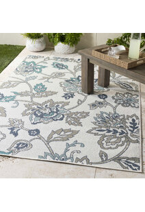 Ambient Floral Ivory Outdoor Rug