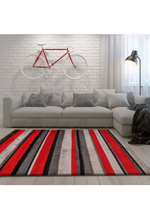 Bonnie Modern Red Striped Rug