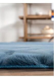 Jessa Blue Plush Washable Rug