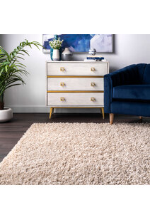 Luis Plain Beige Shaggy Rug