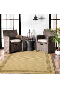 Sama Beige Greek Key Border Rug