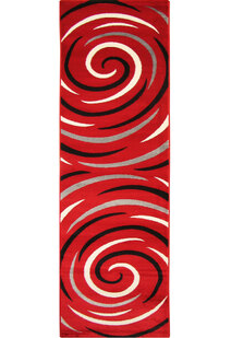 Sky Modern Red Swirl Pattern Rug