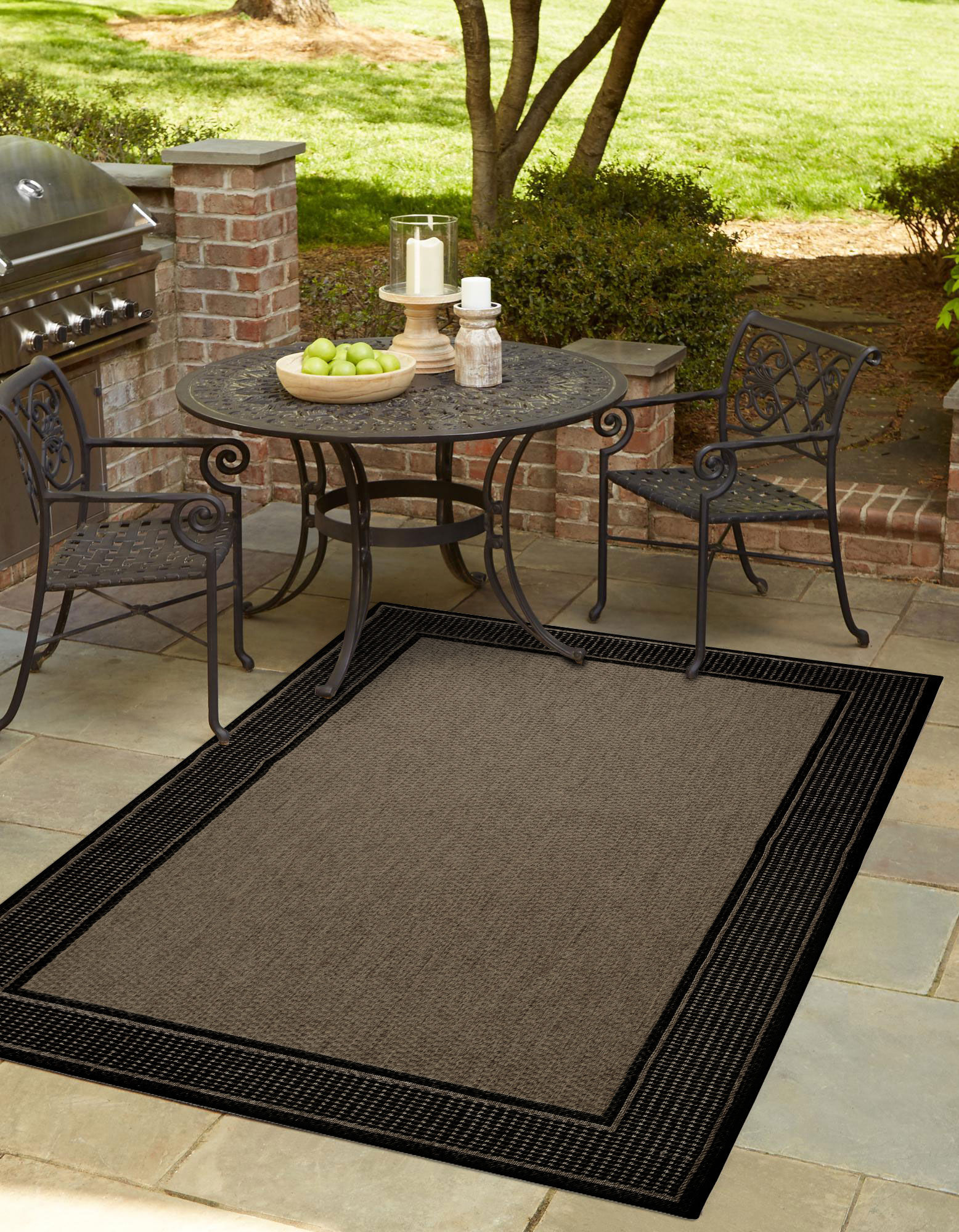 Soleil Black Border Flatweave Rug