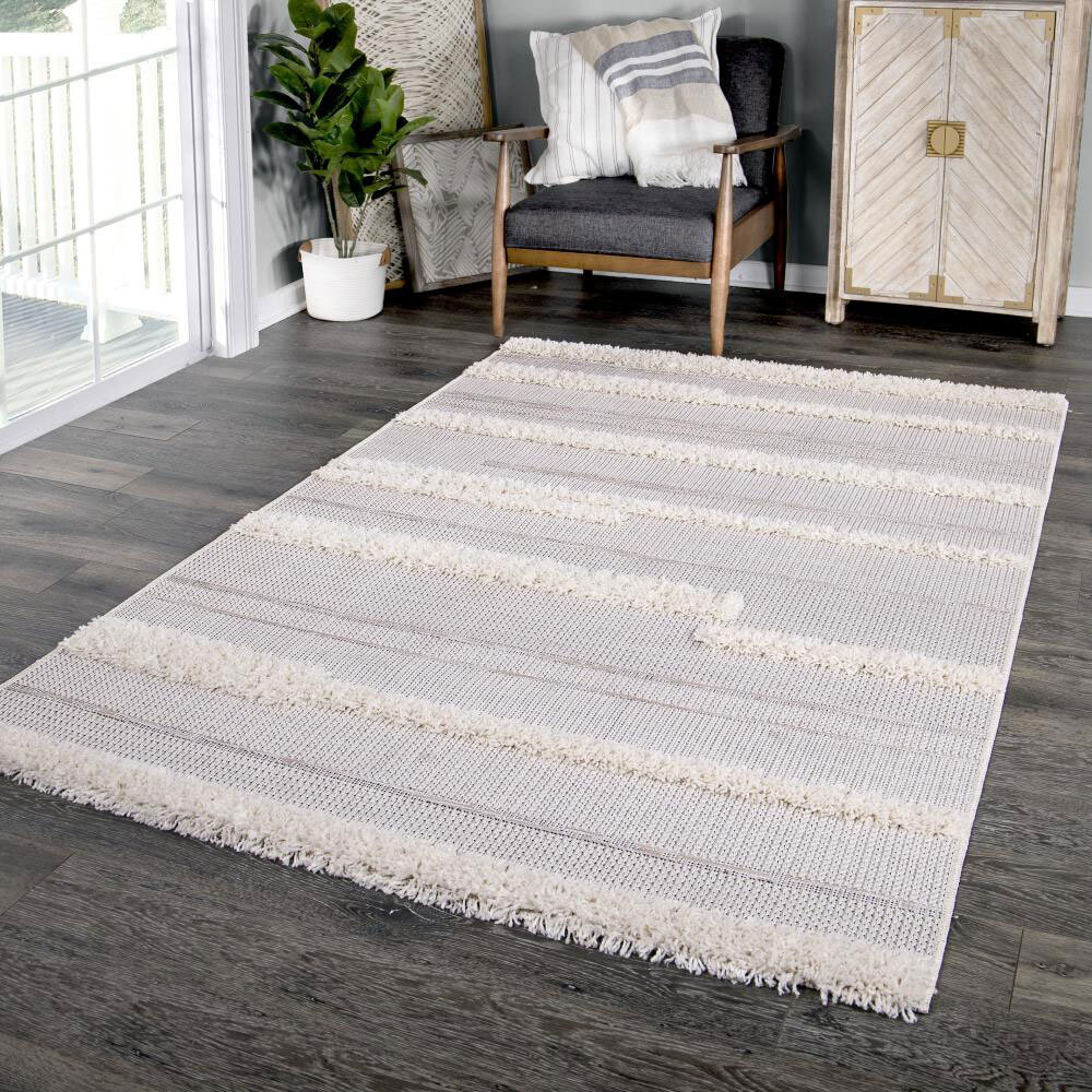 Evan Striped Multi Textured Rug