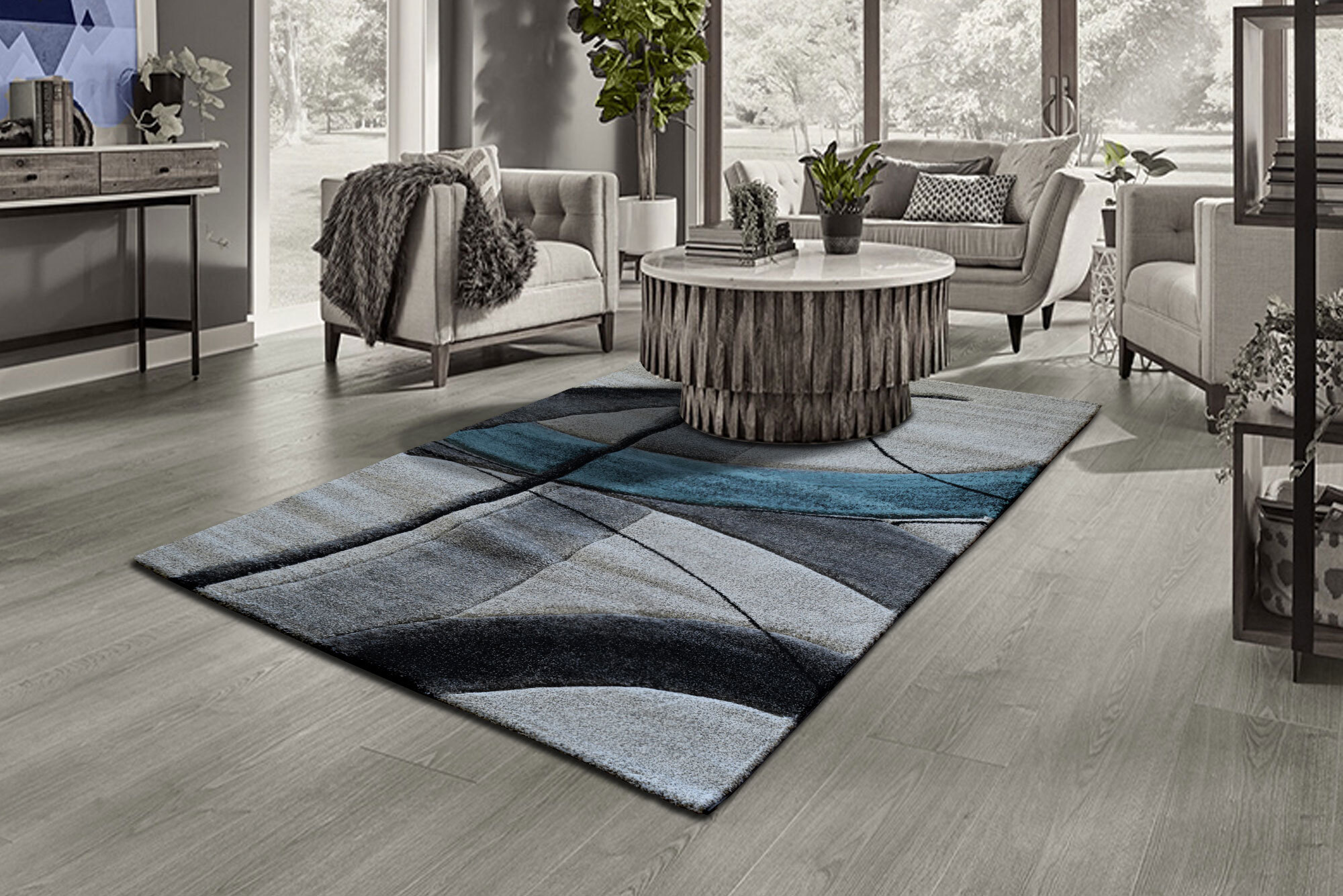 Lucia Modern Blue Abstract Rug