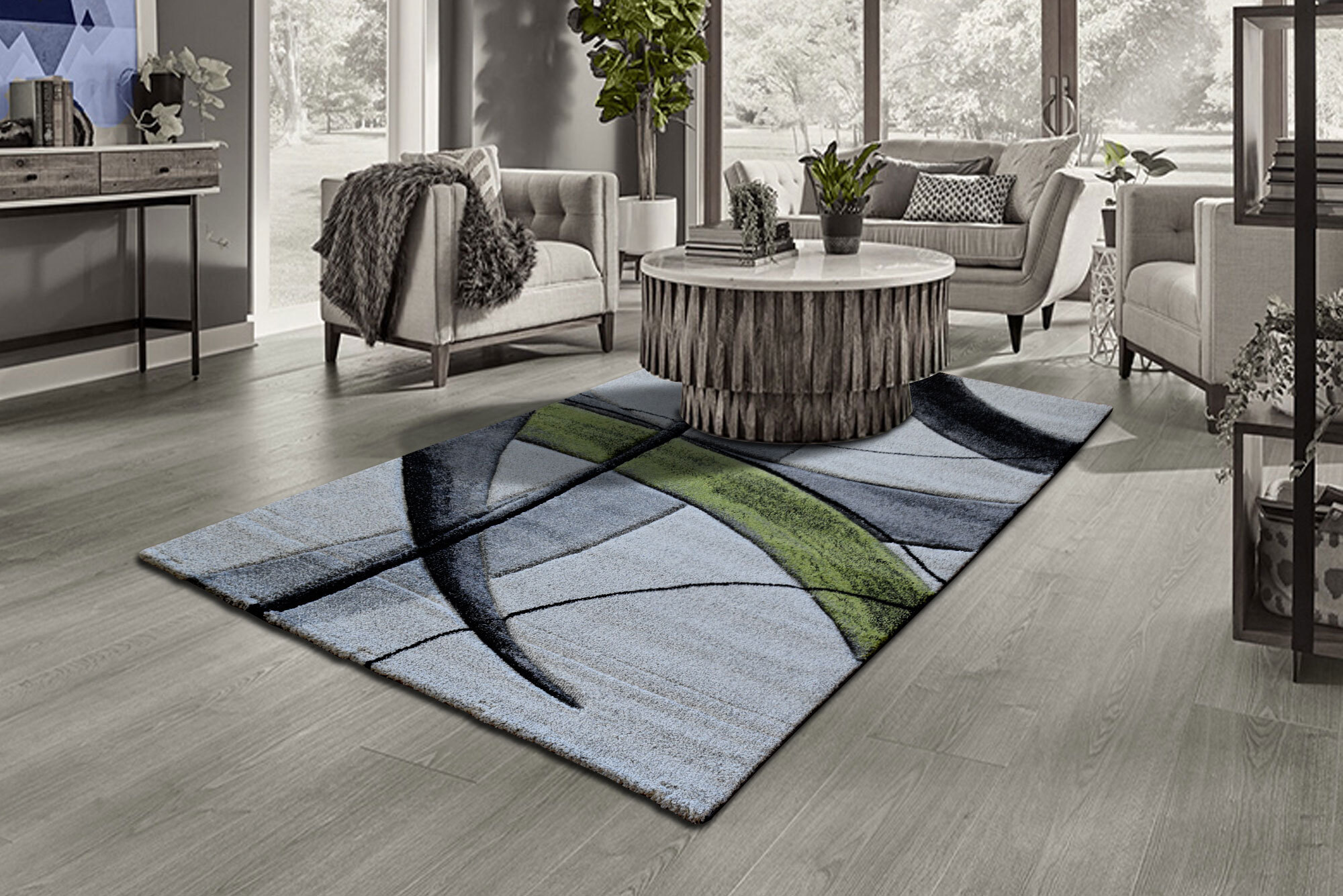 Lucia Modern Green Abstract Rug