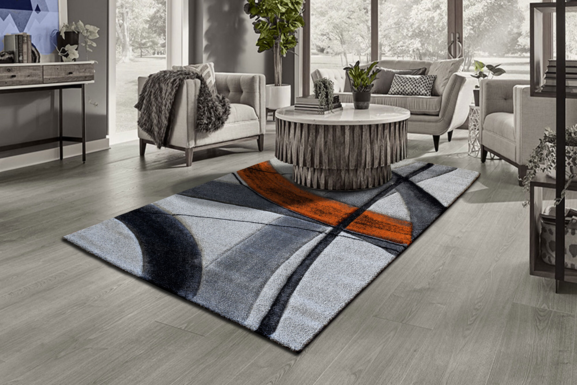 Lucia Orange Modern Abstract Rug