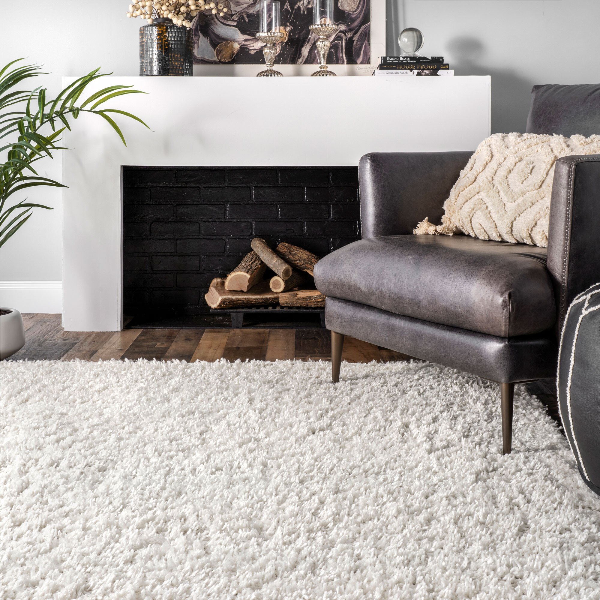 Luis Plain Cream Shaggy Rug