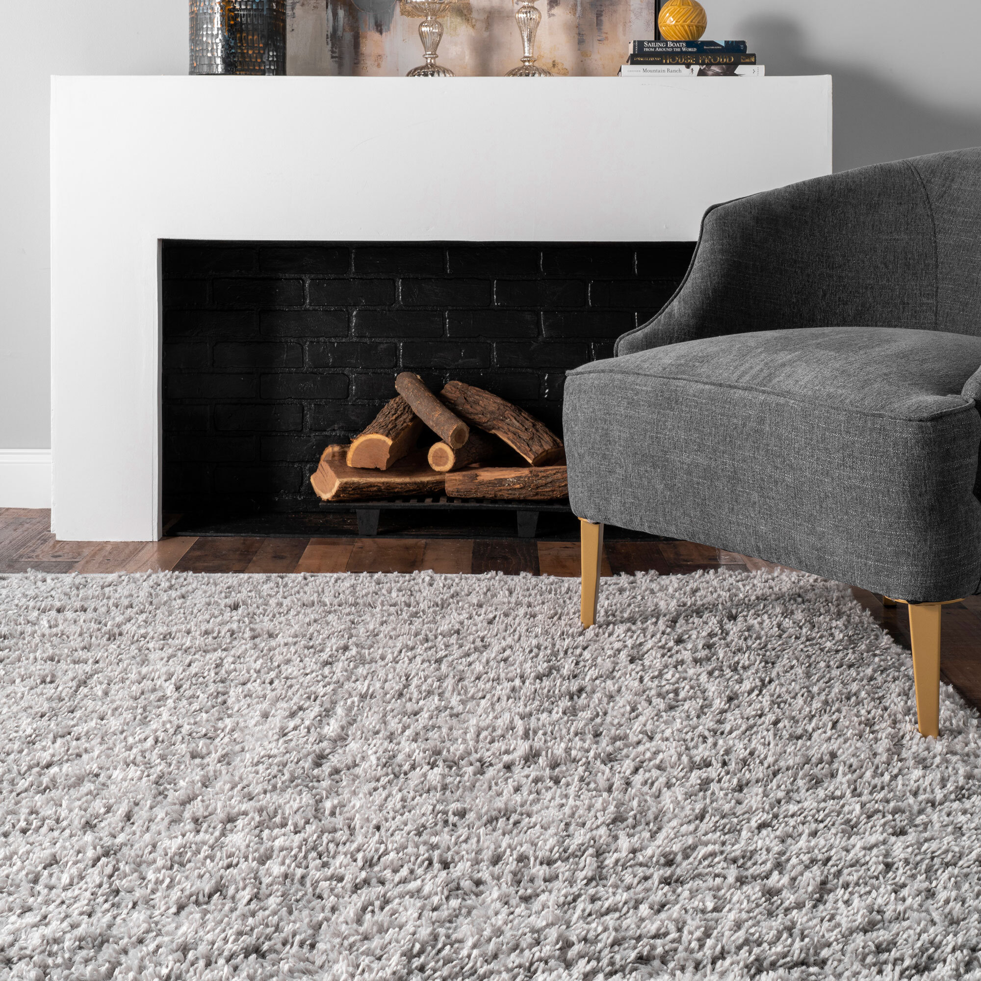 Luis Plain Grey Shaggy Rug