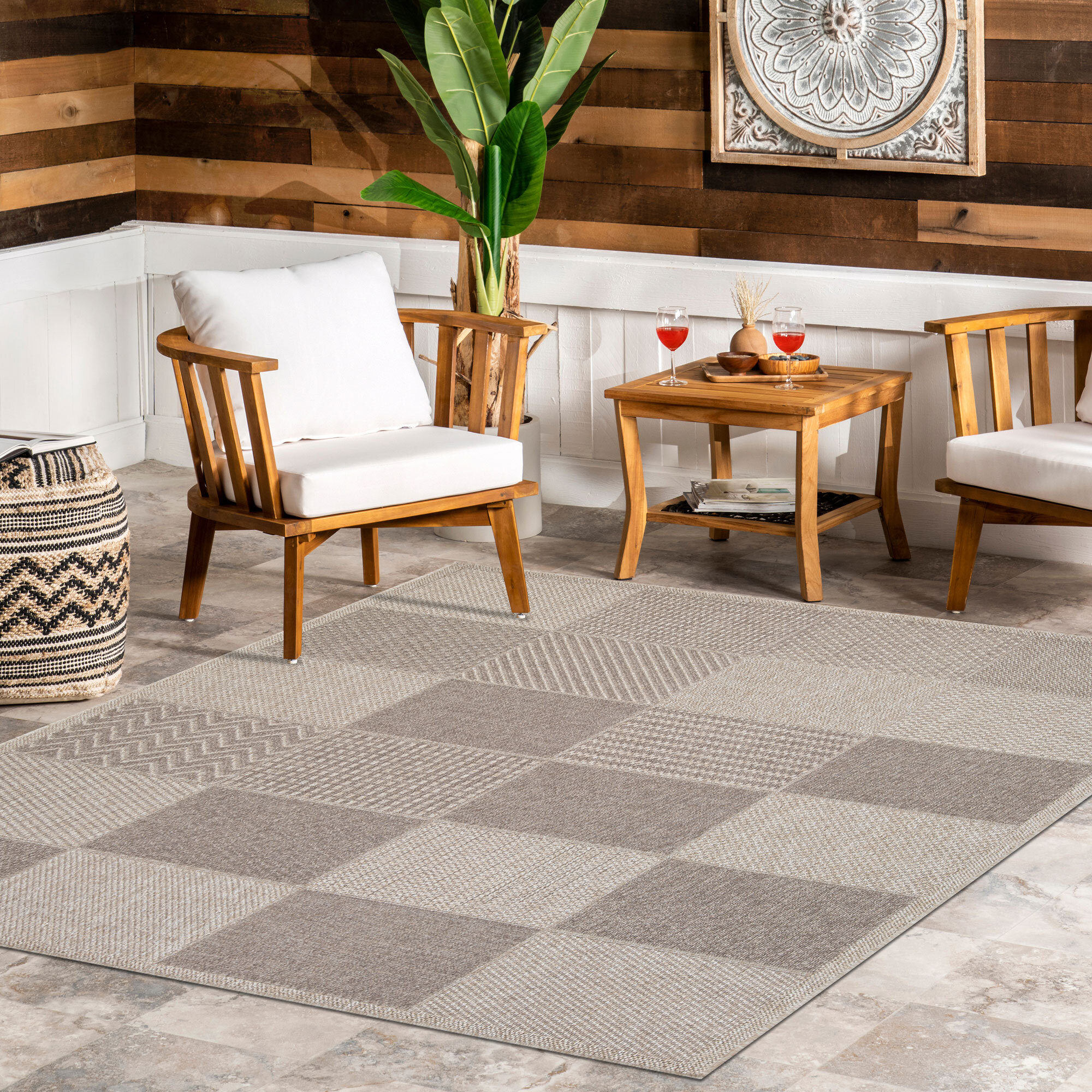 Mika Square Pattern Outdoor Rug