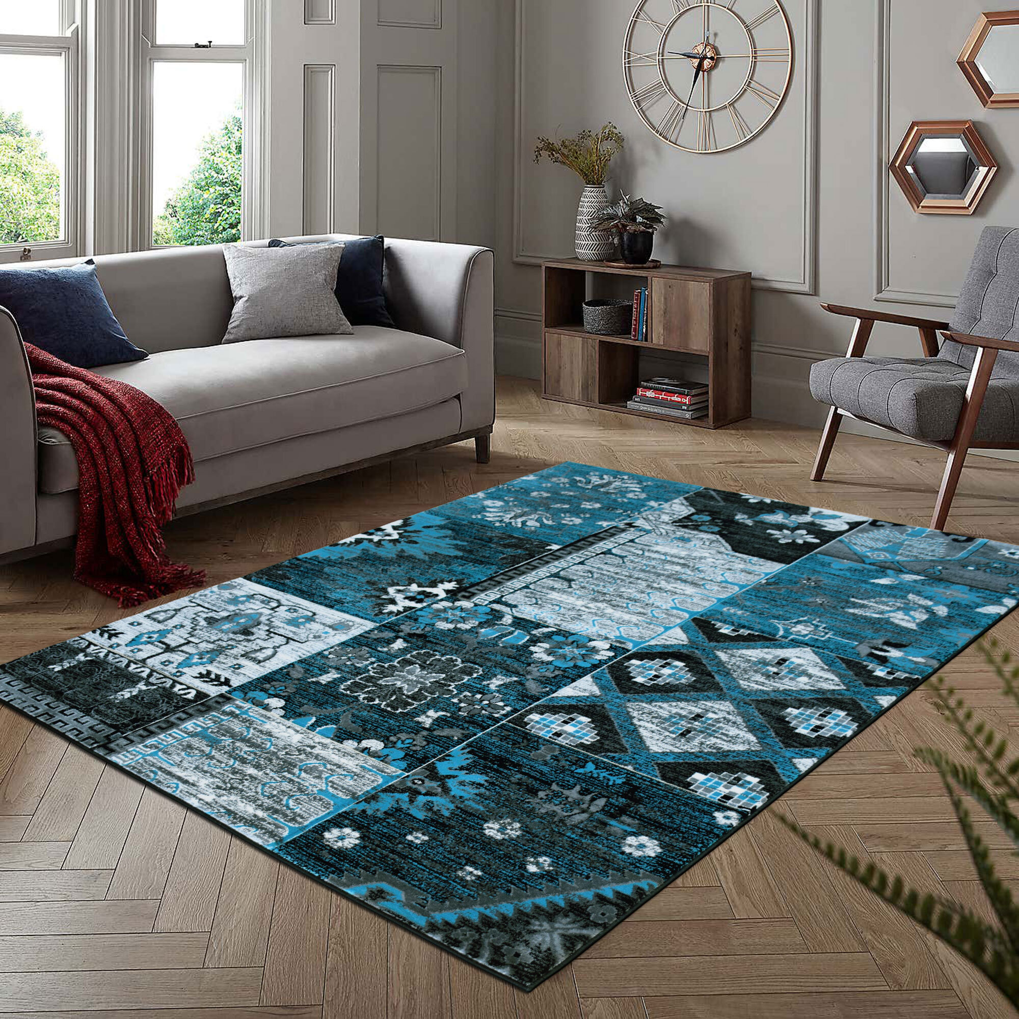 Paris Patchwork Rug | Turquoise Rugs | 30 Day Returns