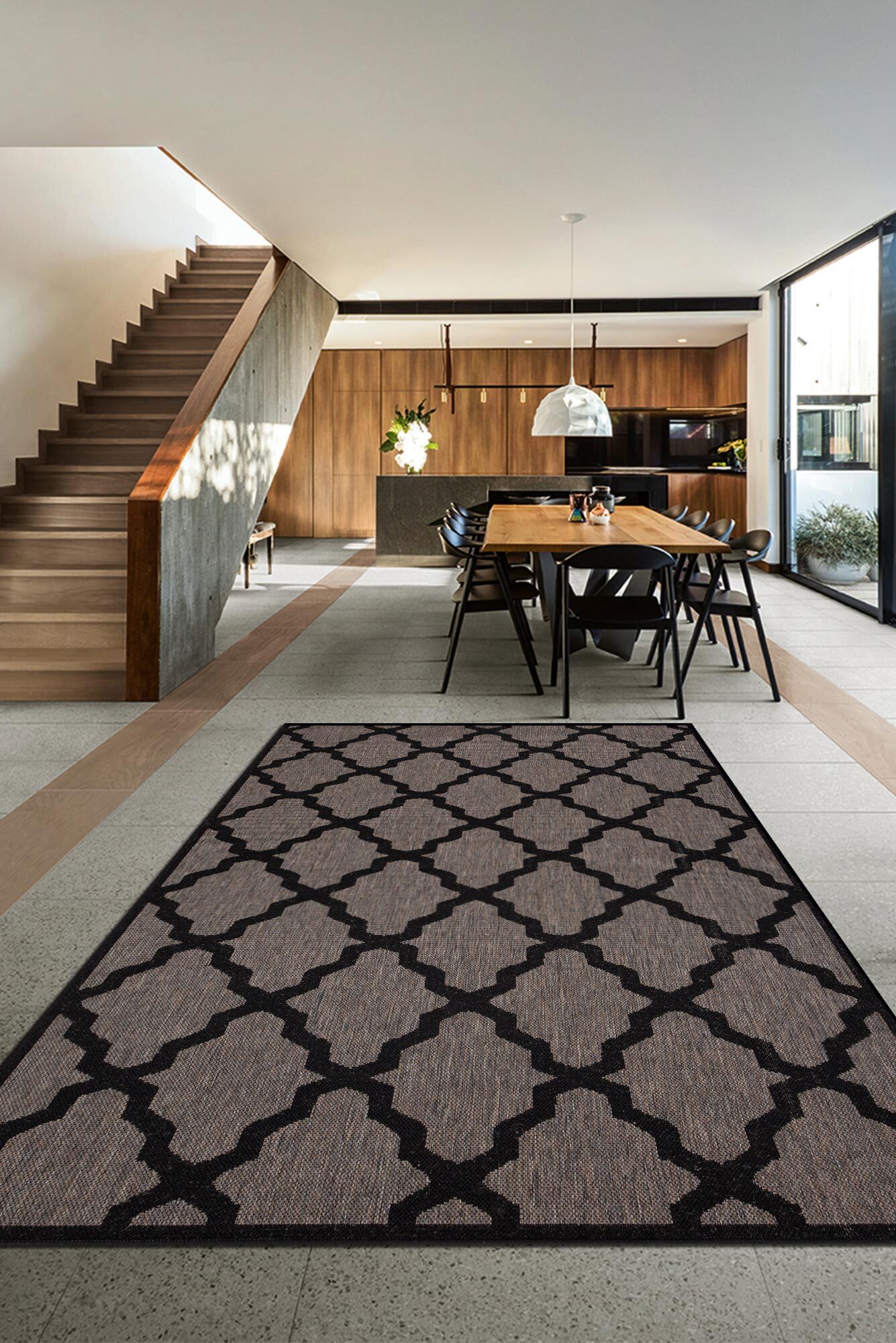 Soleil Grey Flatweave Trellis Rug