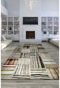 Adobe Beige Square Pattern Rug