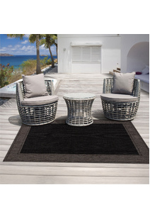 Soleil Beige Border Flatweave Rug