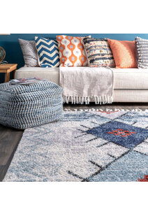 Amara Blue Moroccan Tassel Rug