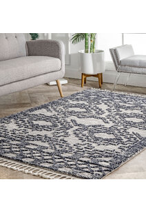 Aroma Blue Fringed Moroccan Rug