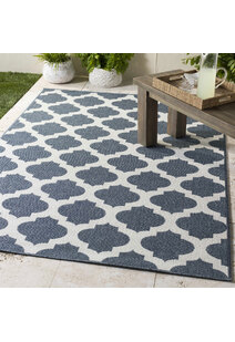 Ambient Blue Outdoor Trellis Rug