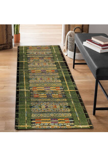 Aperto Green Tribal Pattern Rug