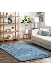 Jessa Blue Plush Washable Rug