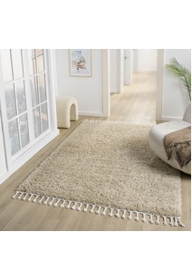 Joey Plain Beige Shaggy Rug