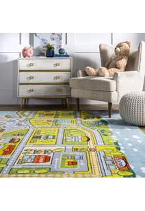 Kids Car Road Town Play Rug