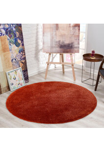 Luxe Plain Orange Shaggy Rug