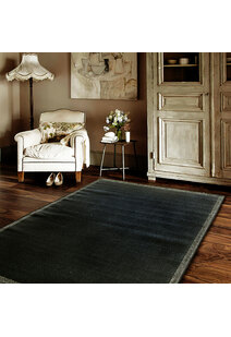 Storm Plain Black Flatweave Rug