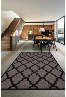 Soleil Grey Flatweave Trellis Rug