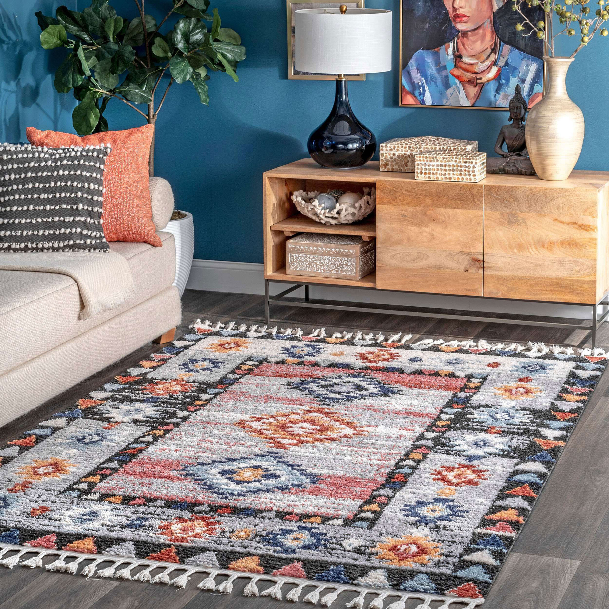 Amara Moroccan Tribal Fringed Rug