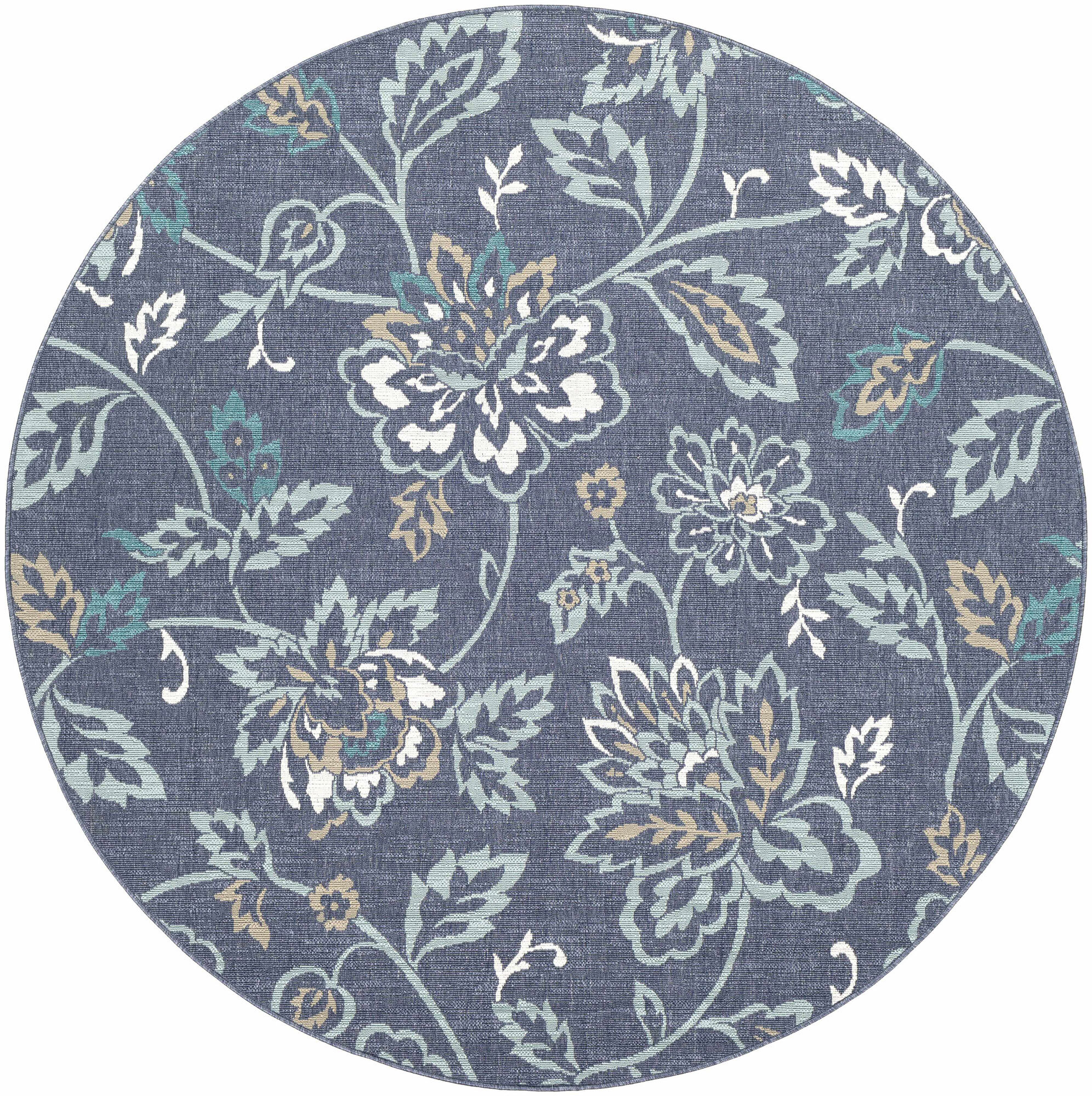 Ambient Blue Floral Outdoor Rug