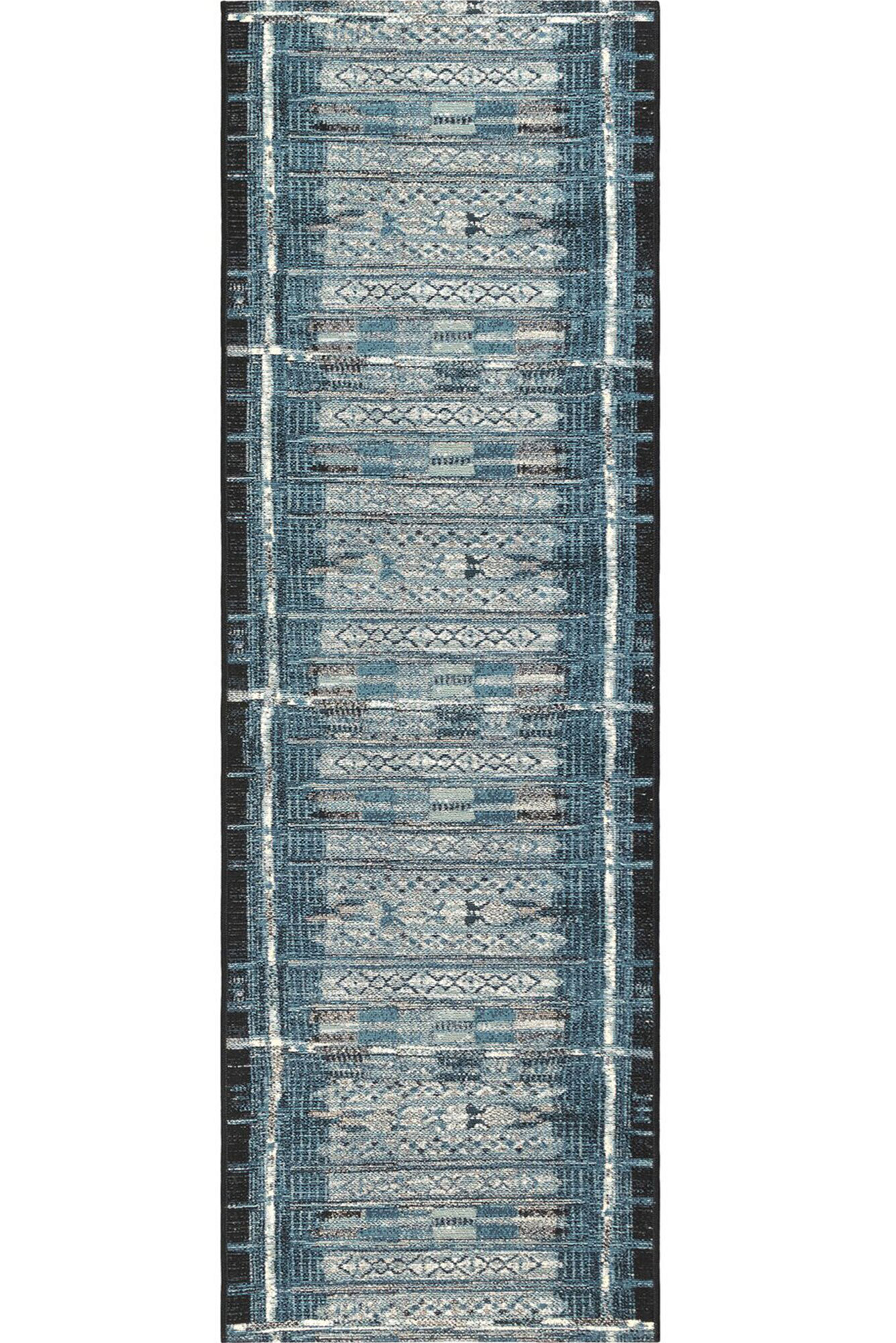 Aperto Blue Tribal Pattern Rug