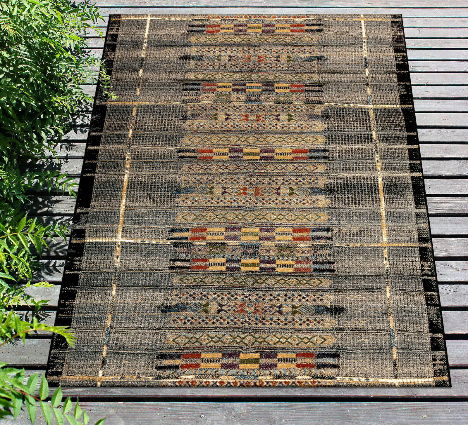 Aperto Grey Tribal Pattern Rug