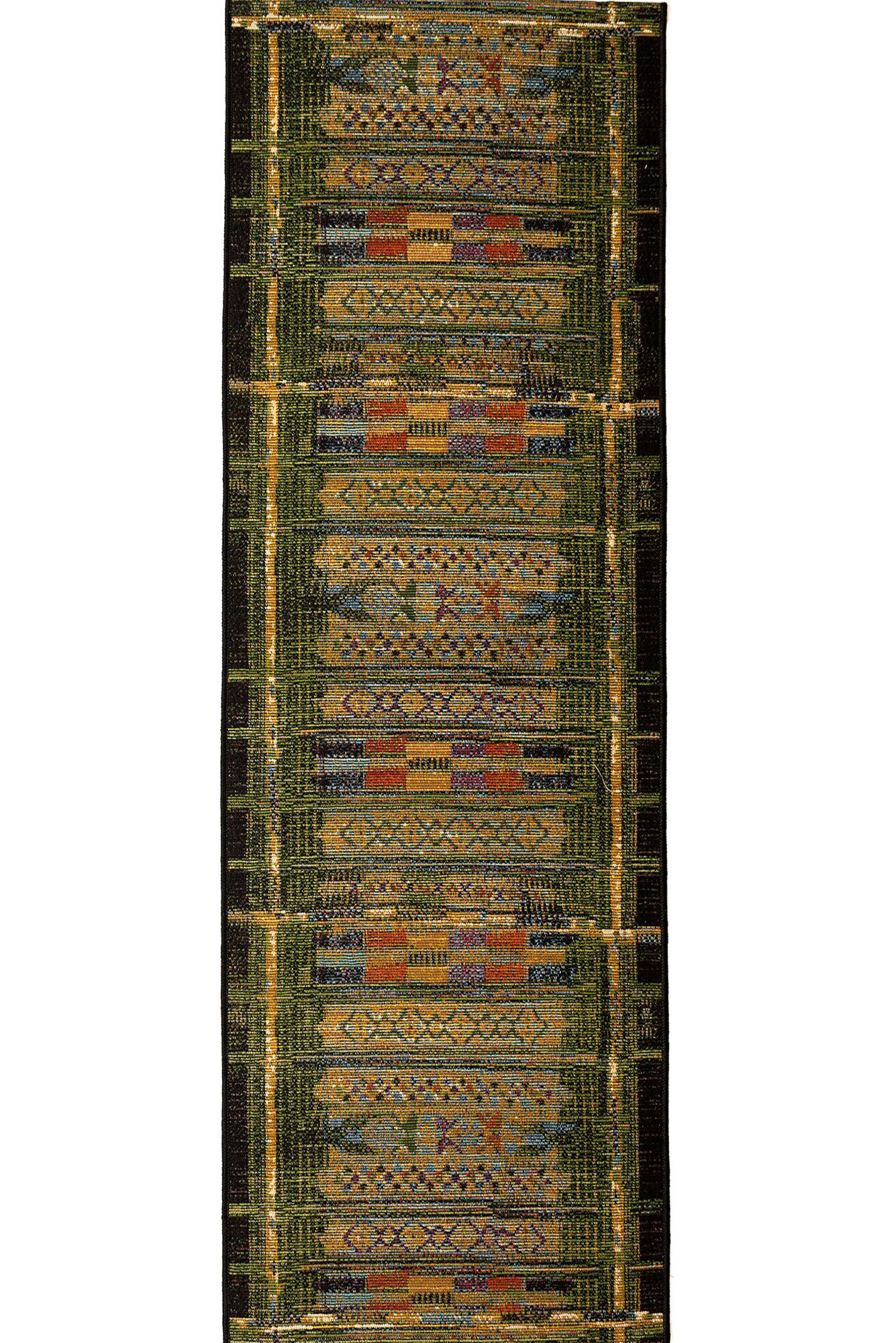 Aperto Green Tribal Pattern Rug