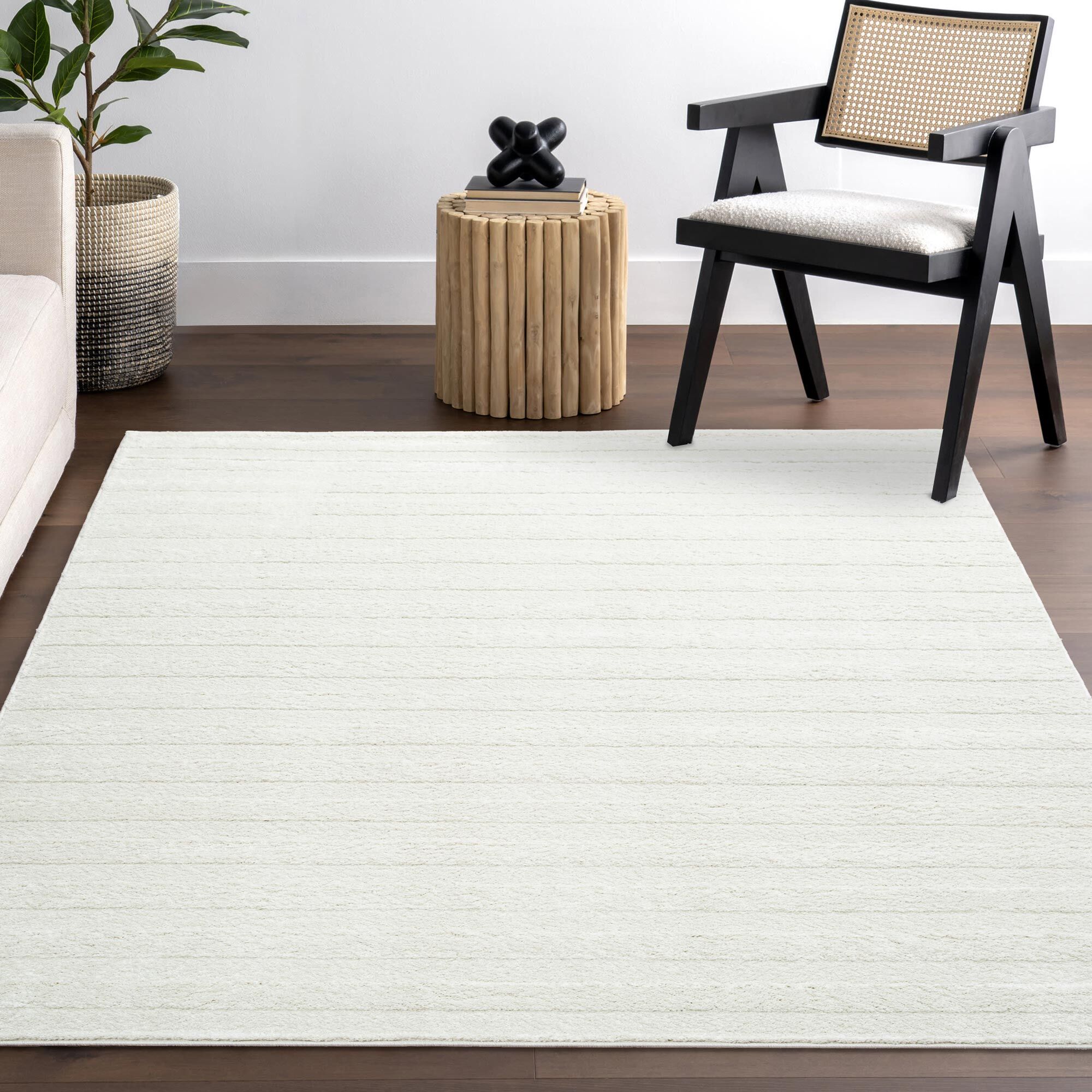 Austin Plain Ivory Striped Rug