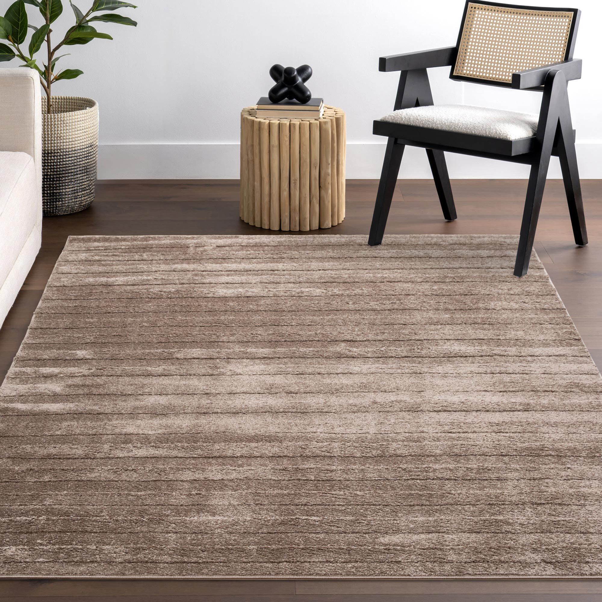 Austin Plain Brown Striped Rug