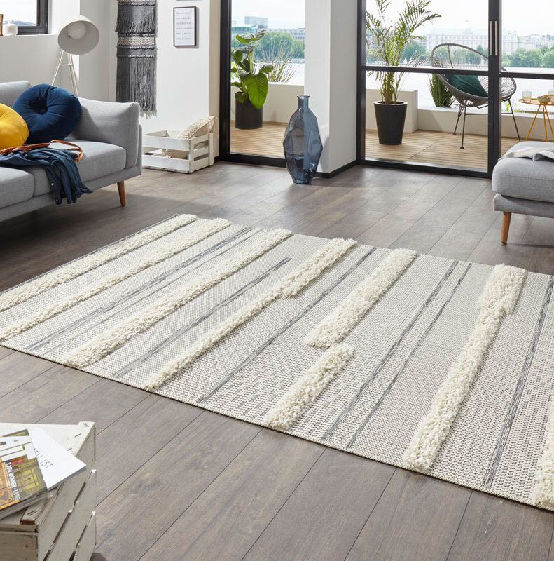 Evan Striped Multi Textured Rug