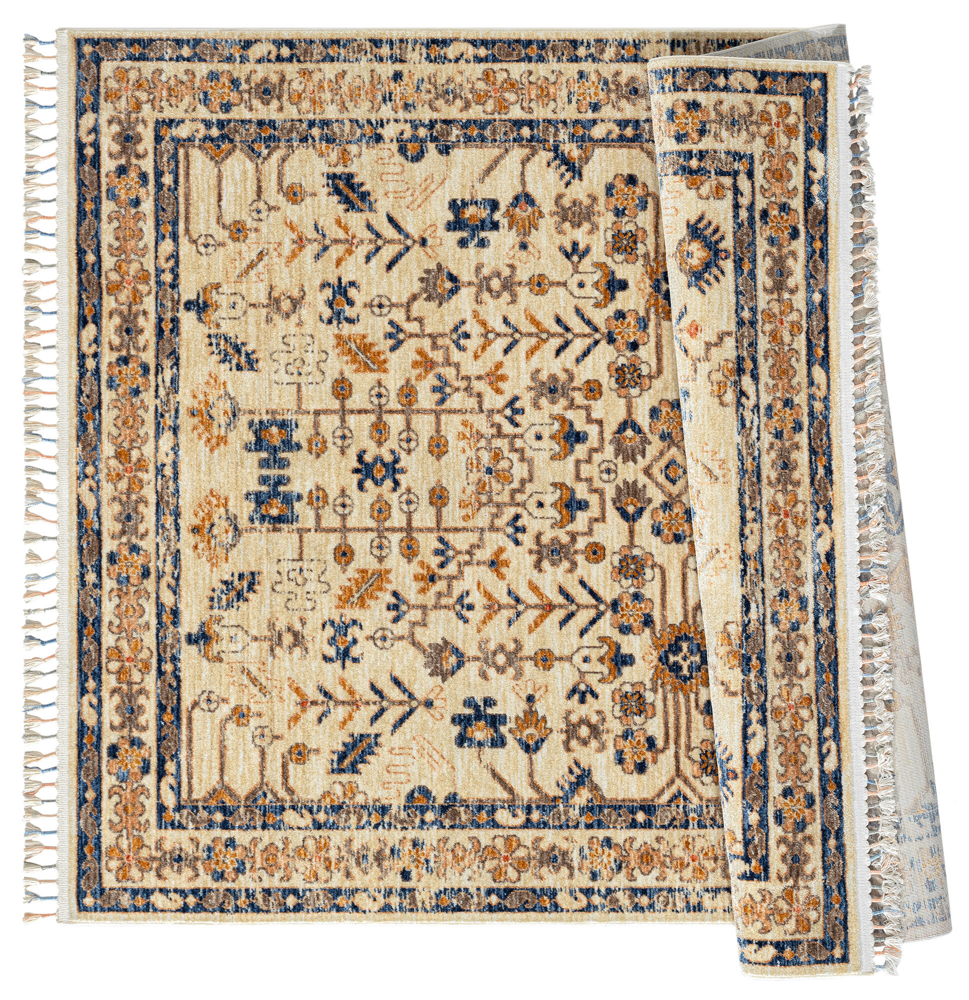 Opal Traditional Floral Border Rug