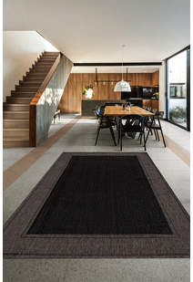 Soleil Beige Border Flatweave Rug